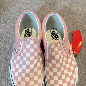 Vans Kids Pink and White Checkered Slip-On Sneakers